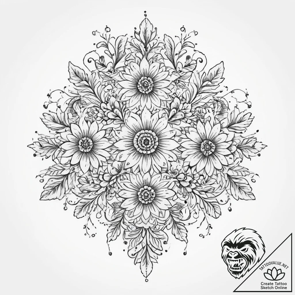 Tattoo sketch slavic embroidery pattern with... - tattoo sketch (№1760104619_0, 10.10.2025 13:56) — tattoovalue.net