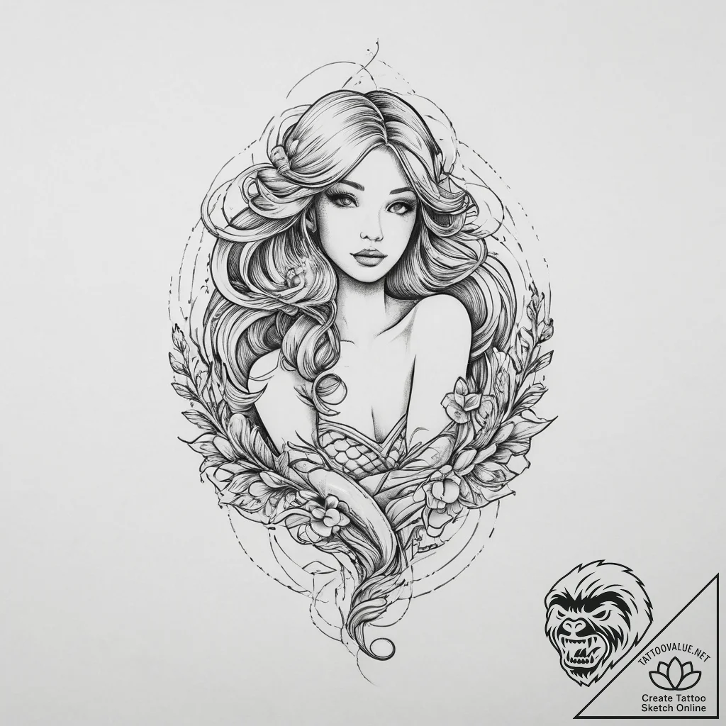 Tattoo sketch mermaid tattoo, tattoo drawing... - tattoo sketch (№1760104837_0, 10.10.2025 14:00) — tattoovalue.net