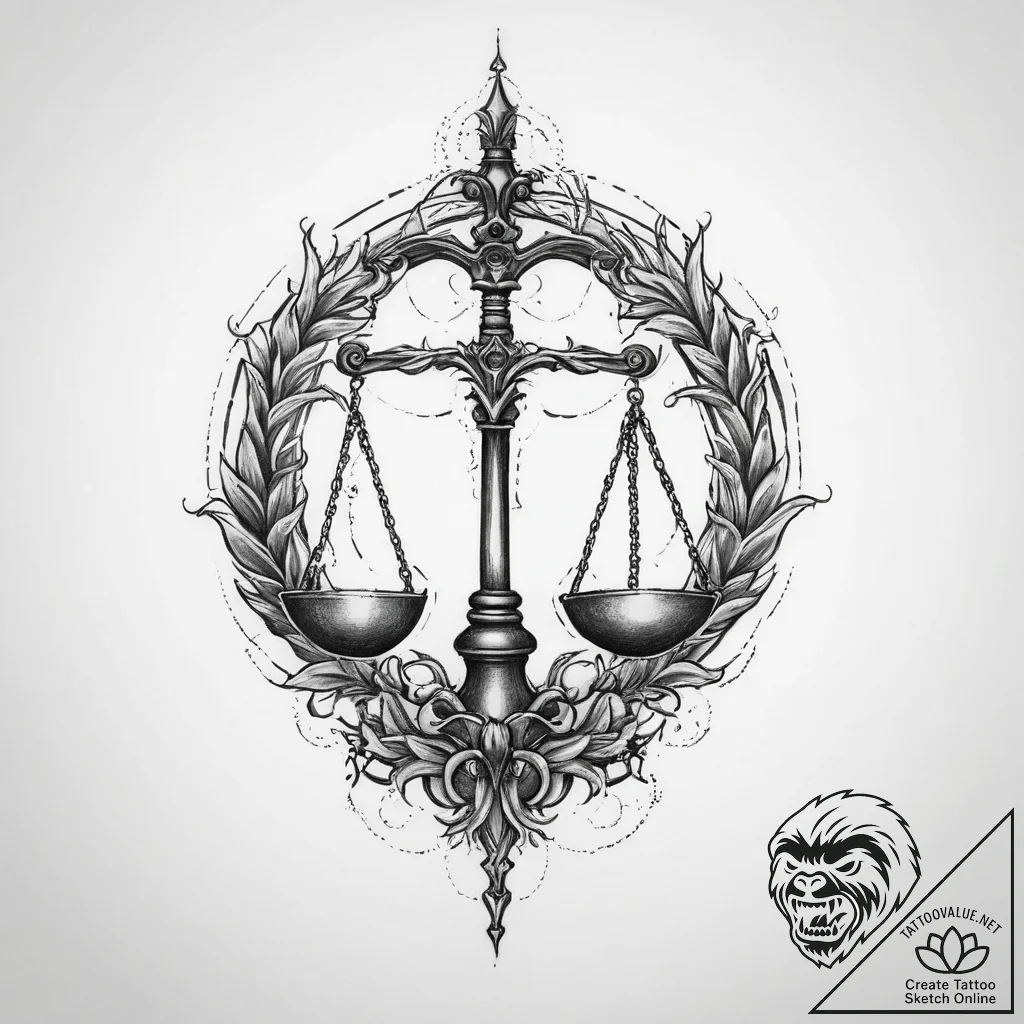 Tattoo sketch justice - tattoo sketch (№1760105701_0, 10.10.2025 14:15) — tattoovalue.net