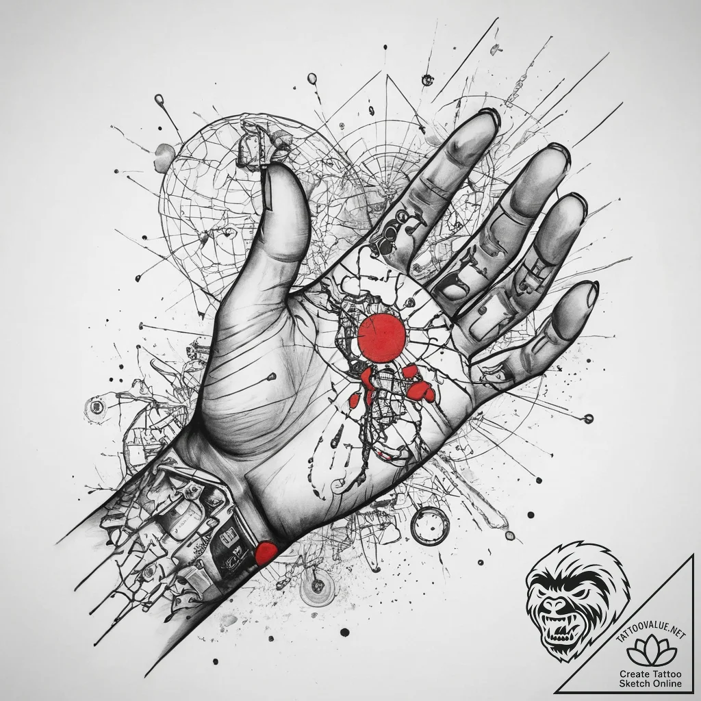 Tattoo sketch hands with a map, concept art f... - tattoo sketch (№1760105917_0, 10.10.2025 14:18) — tattoovalue.net