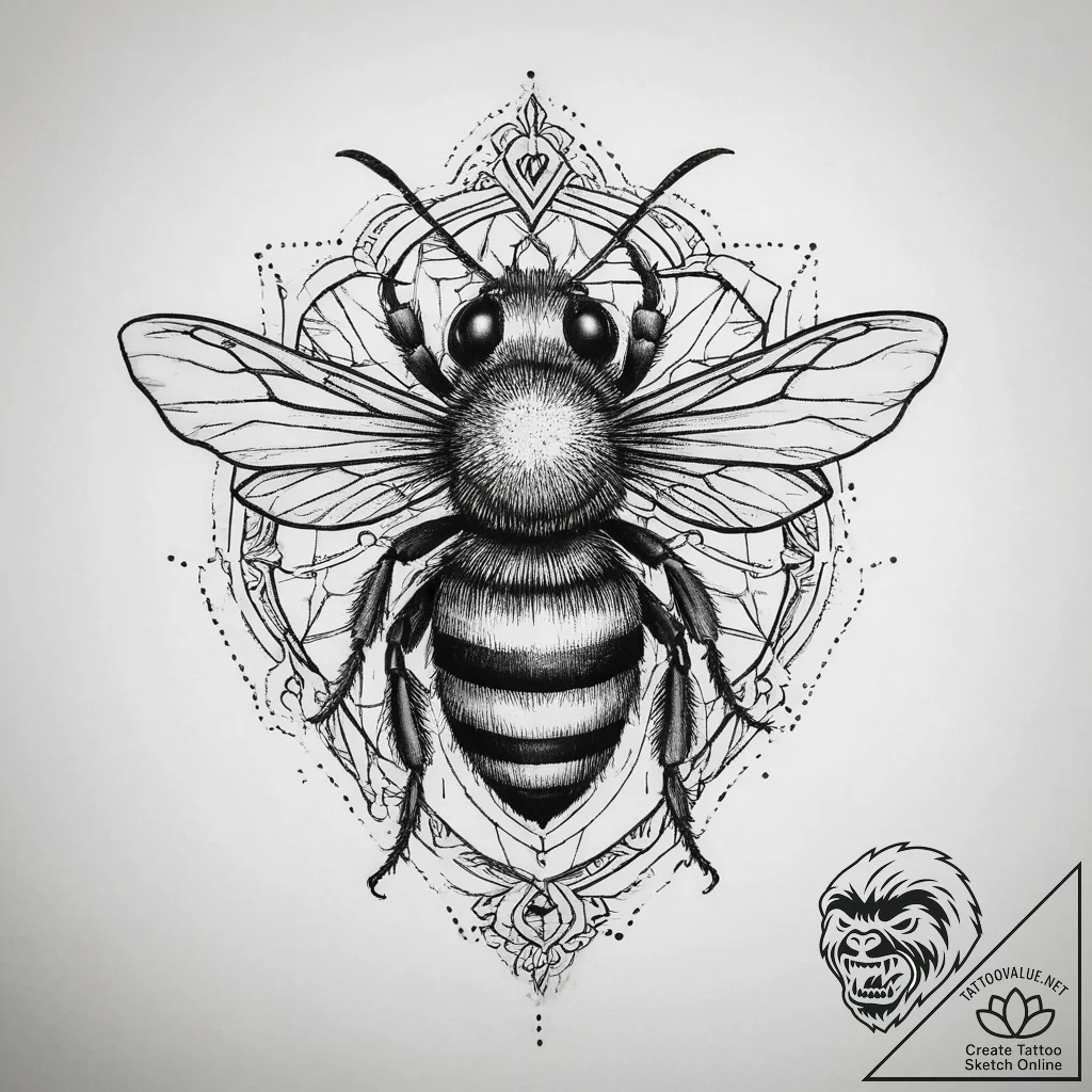 Tattoo sketch bee, tattoo sketch design, on a... - tattoo sketch (№1760106566_0, 10.10.2025 14:29) — tattoovalue.net