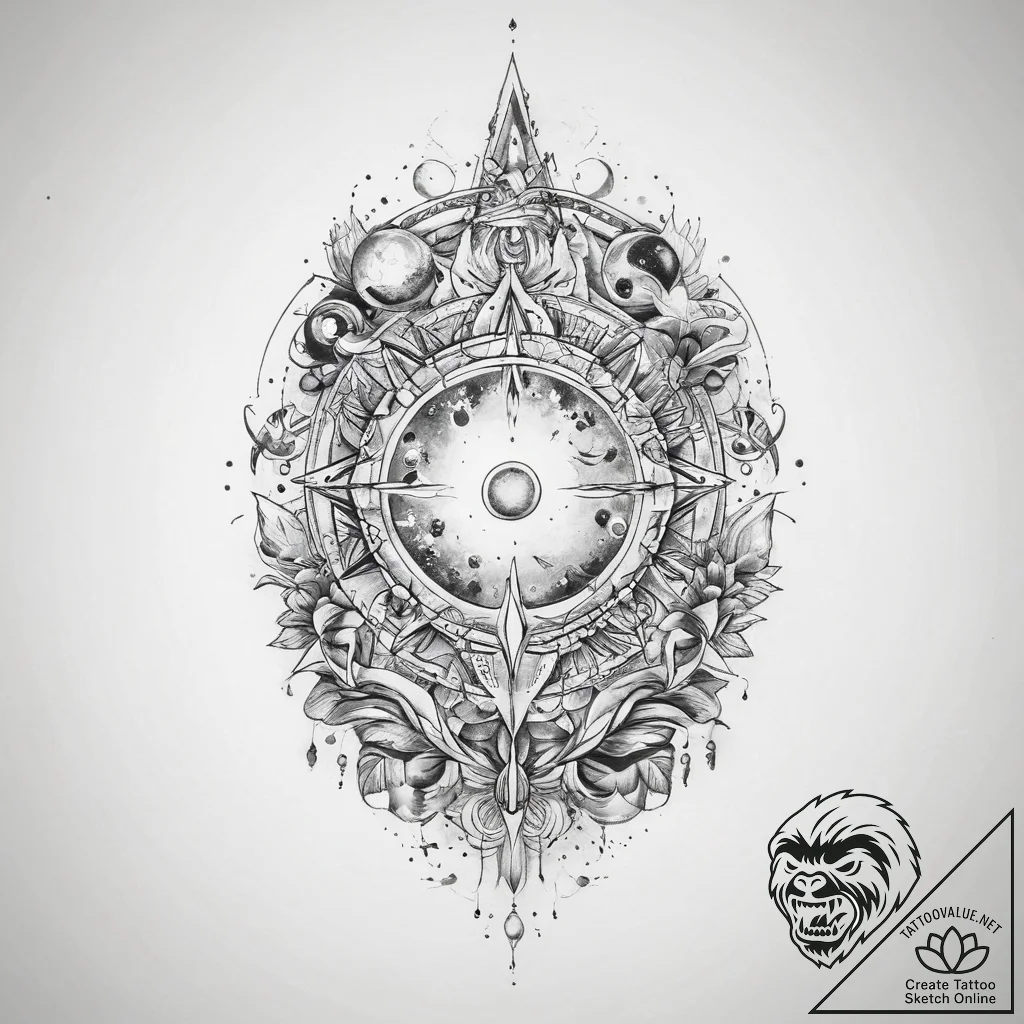 Tattoo sketch cosmic land - tattoo sketch (№1760106781_0, 10.10.2025 14:33) — tattoovalue.net