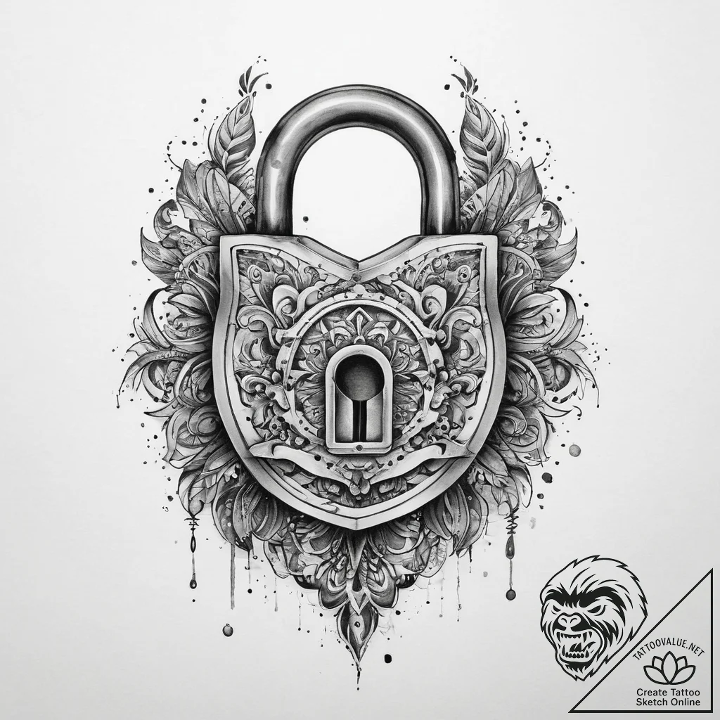 Tattoo hands with a lock, tattoo sketch desig... - tattoo sketch (№1760108303_0, 10.10.2025 14:58) — tattoovalue.net