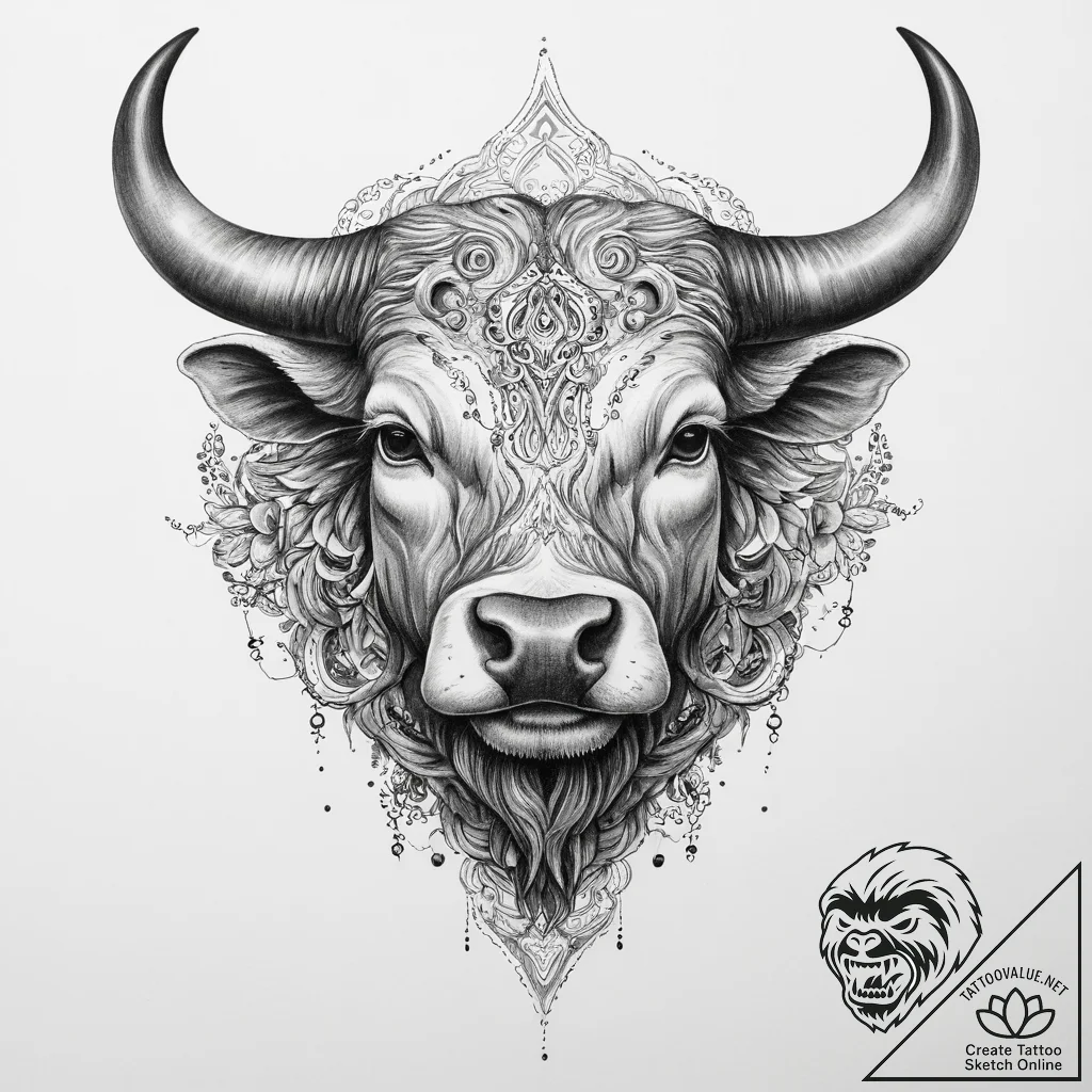 Tattoo sketch taurus bull head - tattoo sketch (№1760108525_0, 10.10.2025 15:02) — tattoovalue.net