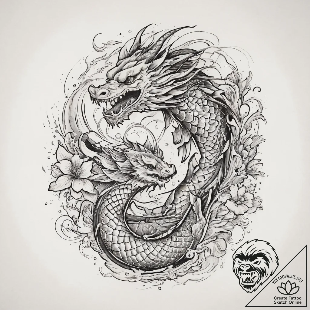 славянские, concept art for tattoo, irezumi j... - tattoo sketch (№1760109822_0, 10.10.2025 15:23) — tattoovalue.net