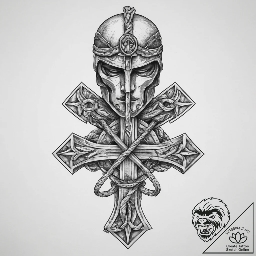 Tattoo sketch soldier with a knot, tattoo dra... - tattoo sketch (№1760111778_0, 10.10.2025 15:56) — tattoovalue.net