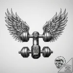 Tattoo sketch gym dumbbell with wings – tattoo sketch (№1760111994_0, 10.10.2025 15:59) — tattoovalue.net