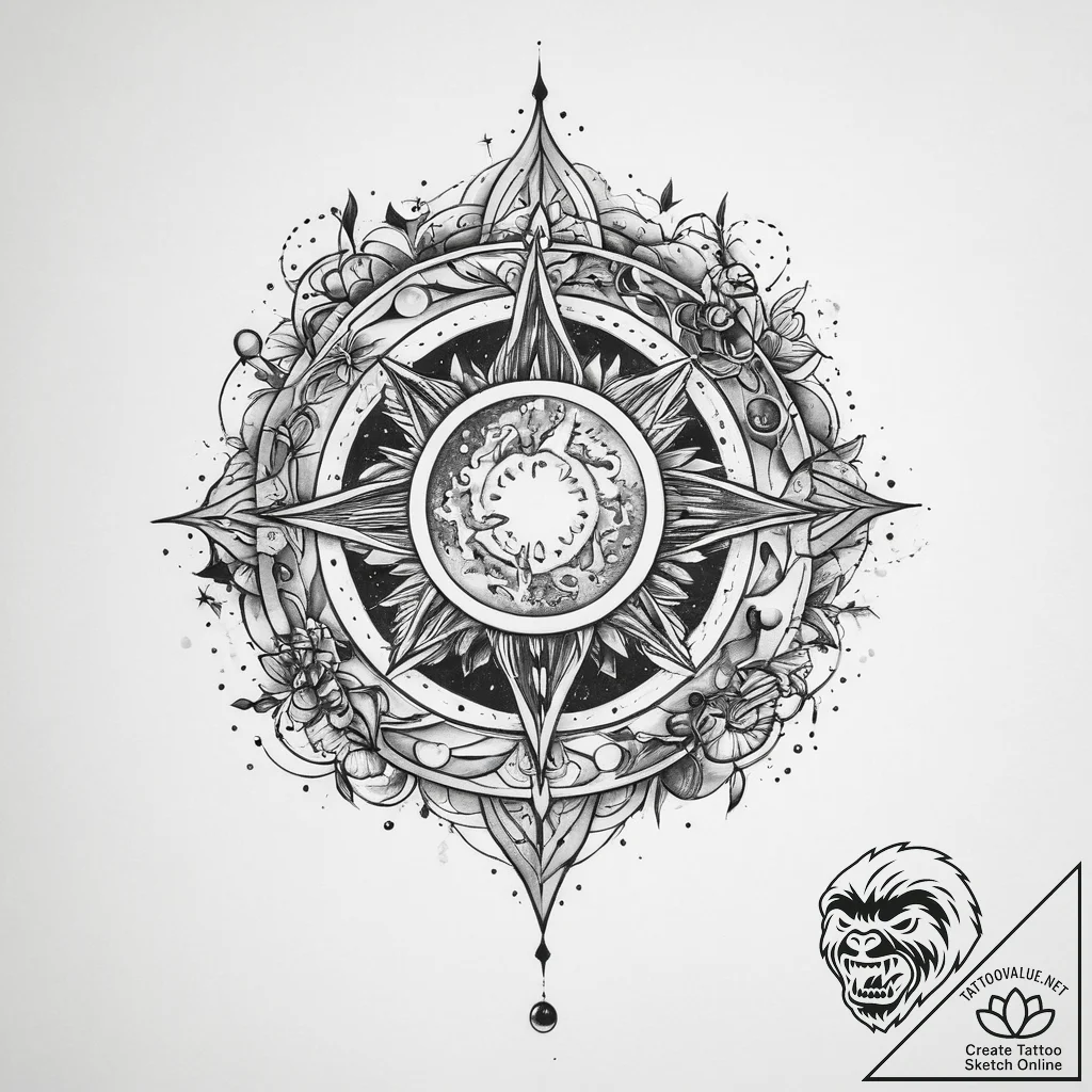 Tattoo sketch cosmic spring - tattoo sketch (№1760112641_0, 10.10.2025 16:10) — tattoovalue.net