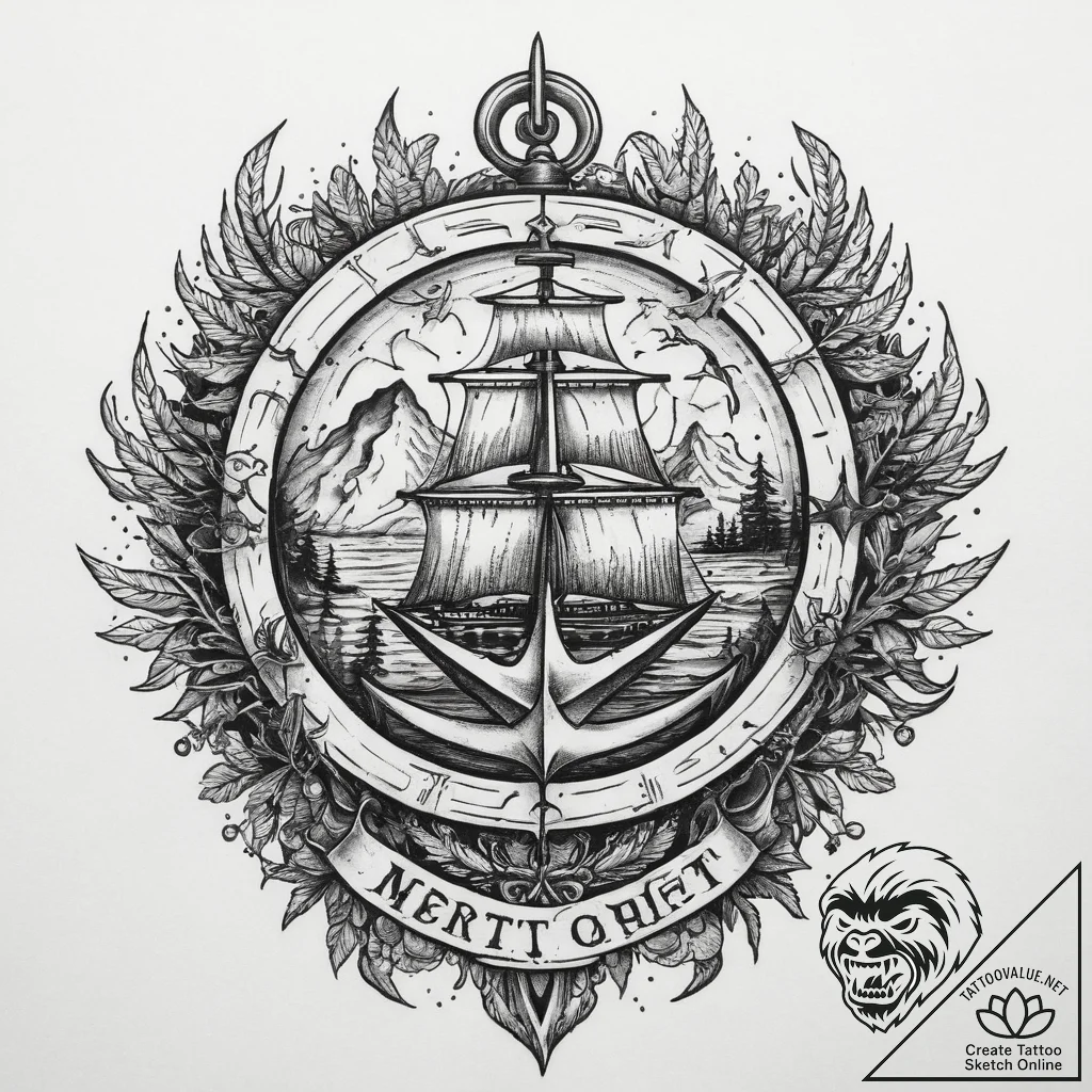 Tattoo sketch лес, tattoo line art, on a clea... - tattoo sketch (№1760112856_0, 10.10.2025 16:14) — tattoovalue.net