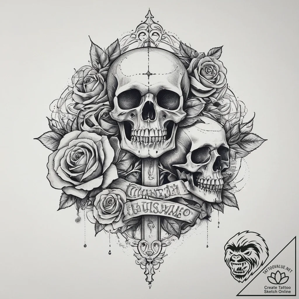 Tattoo sketch village, ink illustration for t... - tattoo sketch (№1760113074_0, 10.10.2025 16:17) — tattoovalue.net