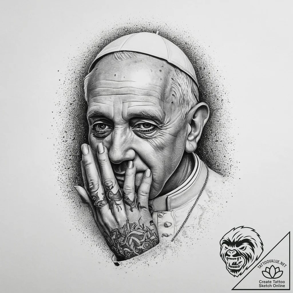Tattoo sketch hands with a pope, tattoo sketc... - tattoo sketch (№1760115041_0, 10.10.2025 16:50) — tattoovalue.net