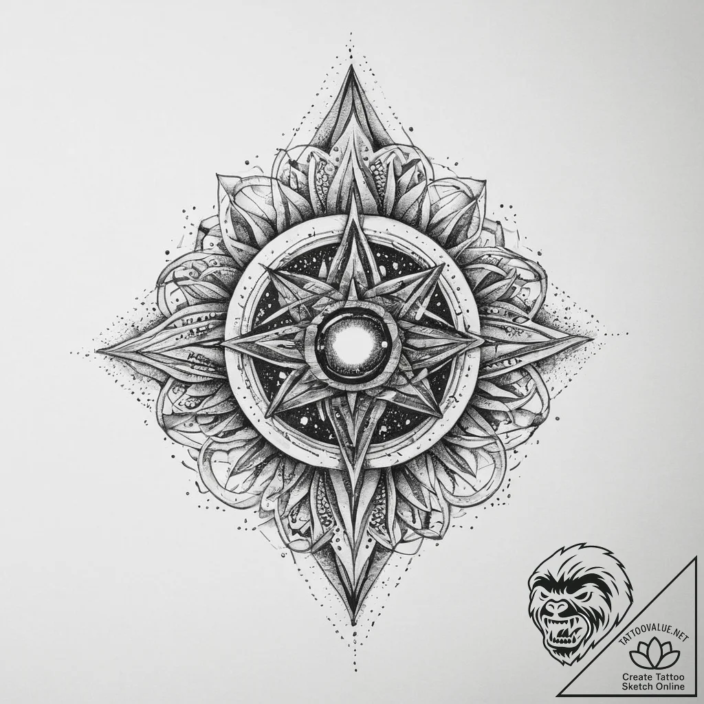 Tattoo sketch cosmic being, ink illustration... - tattoo sketch (№1760115260_0, 10.10.2025 16:54) — tattoovalue.net