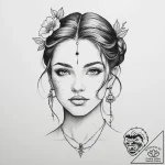Tattoo sketch neo-traditional портрет девушки… – tattoo sketch (№1760115697_0, 10.10.2025 17:01) — tattoovalue.net