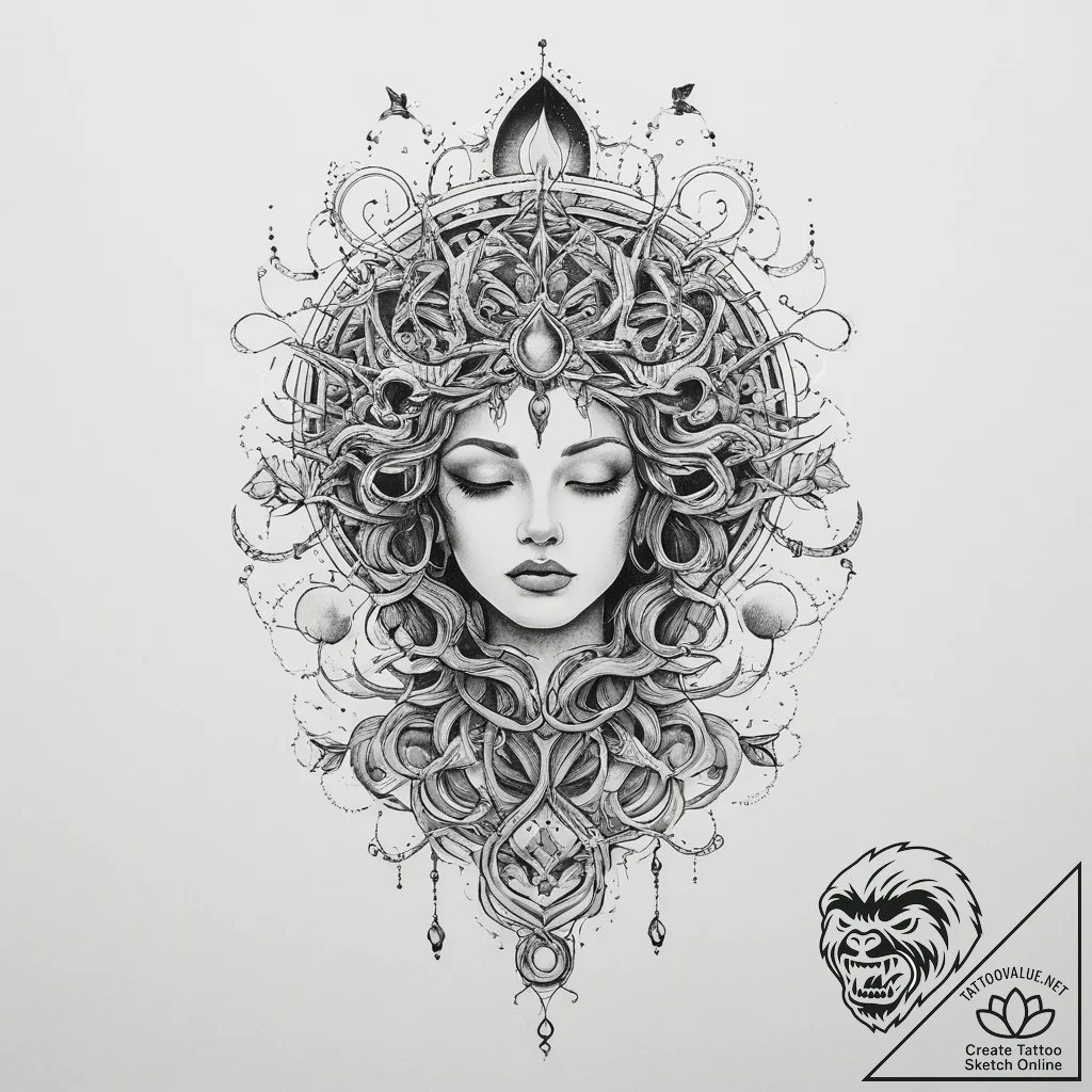 Tattoo sketch cosmic root, tattoo sketch desi... - tattoo sketch (№1760117672_0, 10.10.2025 17:34) — tattoovalue.net