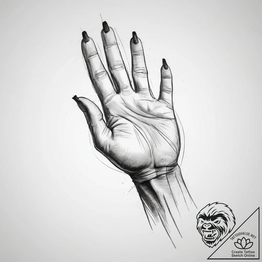 Tattoo sketch hands with a brush, tattoo draw... - tattoo sketch (№1760118323_0, 10.10.2025 17:45) — tattoovalue.net