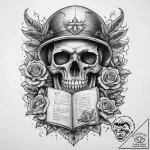 Tattoo sketch soldier with a book, artistic t… – tattoo sketch (№1760119621_0, 10.10.2025 18:07) — tattoovalue.net