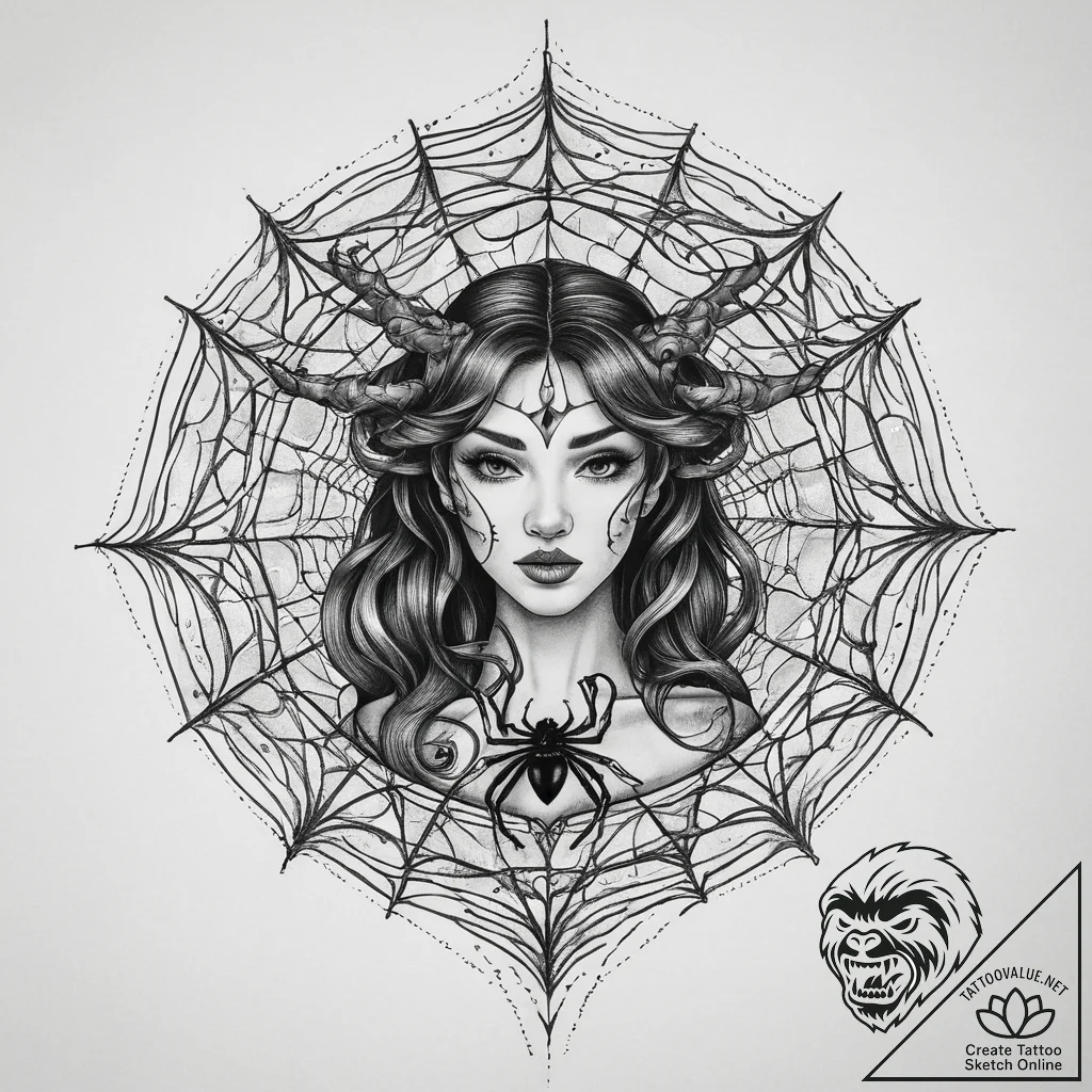 Tattoo sketch kikimora, the house spirit, wit... - tattoo sketch (№1760119839_0, 10.10.2025 18:10) — tattoovalue.net