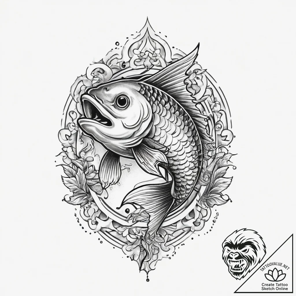 Tattoo sketch bluefish, tattoo line art, soft... - tattoo sketch (№1760120286_0, 10.10.2025 18:18) — tattoovalue.net
