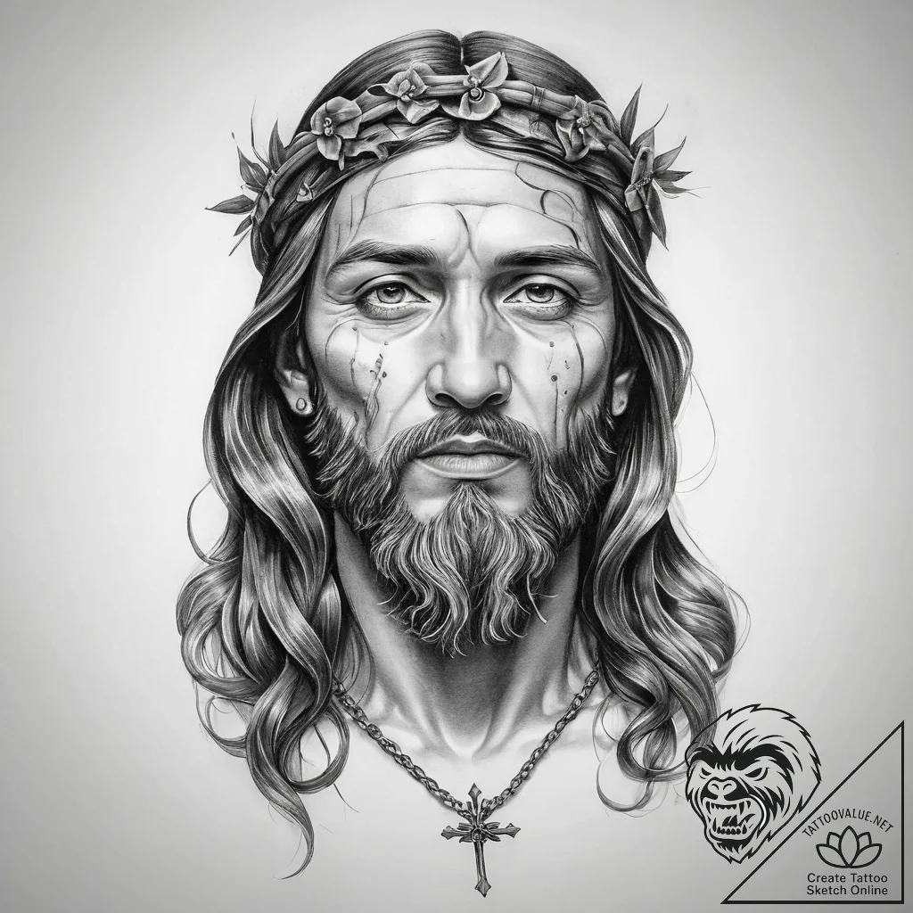 Tattoo sketch holy person - tattoo sketch (№1760120937_0, 10.10.2025 18:28) — tattoovalue.net