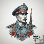 Tattoo sketch soldier with a brush, tattoo li… – tattoo sketch (№1760121380_0, 10.10.2025 18:36) — tattoovalue.net