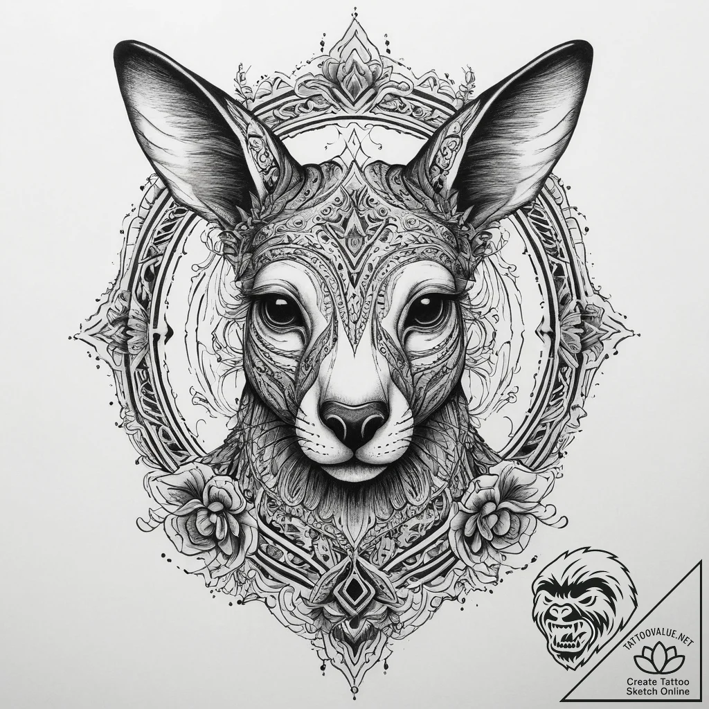 Tattoo sketch kangaroo, ink illustration for... - tattoo sketch (№1760122034_0, 10.10.2025 18:47) — tattoovalue.net