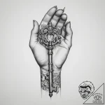 Tattoo sketch hands with a key – tattoo sketch (№1760122251_0, 10.10.2025 18:50) — tattoovalue.net