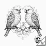 Tattoo sketch love birds with a quote – tattoo sketch (№1760123579_0, 10.10.2025 19:12) — tattoovalue.net