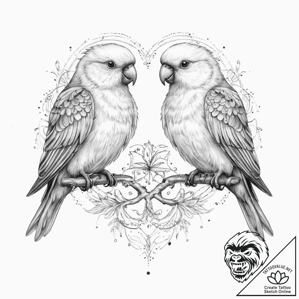 Tattoo sketch love birds with a quote - tattoo sketch (№1760123579_0, 10.10.2025 19:12) — tattoovalue.net