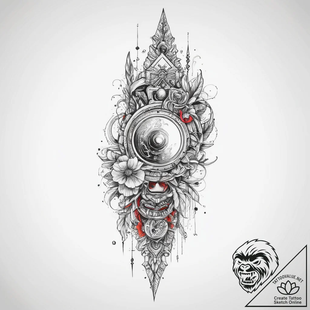 Tattoo sketch mirror, tattoo line art, on a c... - tattoo sketch (№1760124247_0, 10.10.2025 19:24) — tattoovalue.net