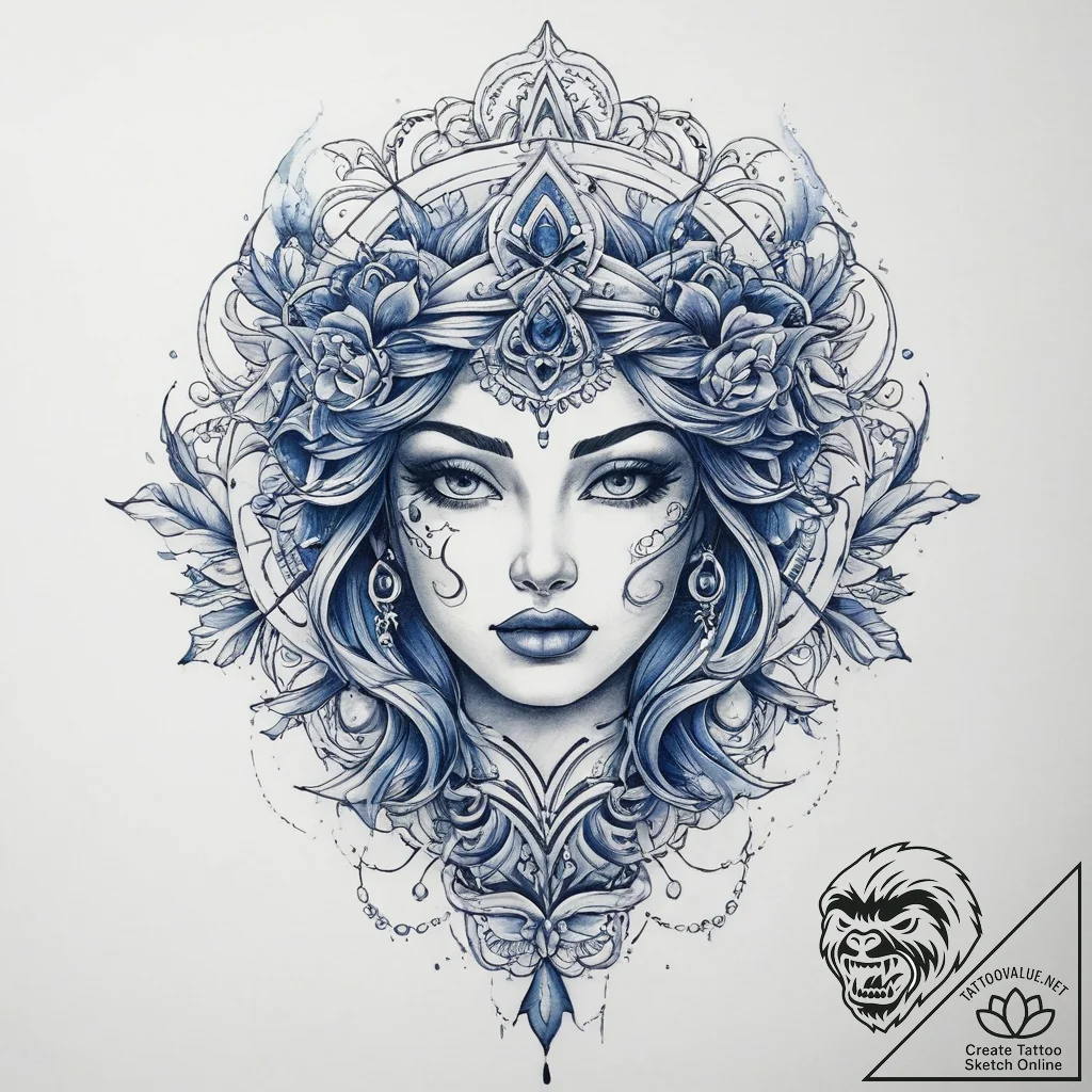 Tattoo sketch blue - tattoo sketch (№1760127311_0, 10.10.2025 20:15) — tattoovalue.net