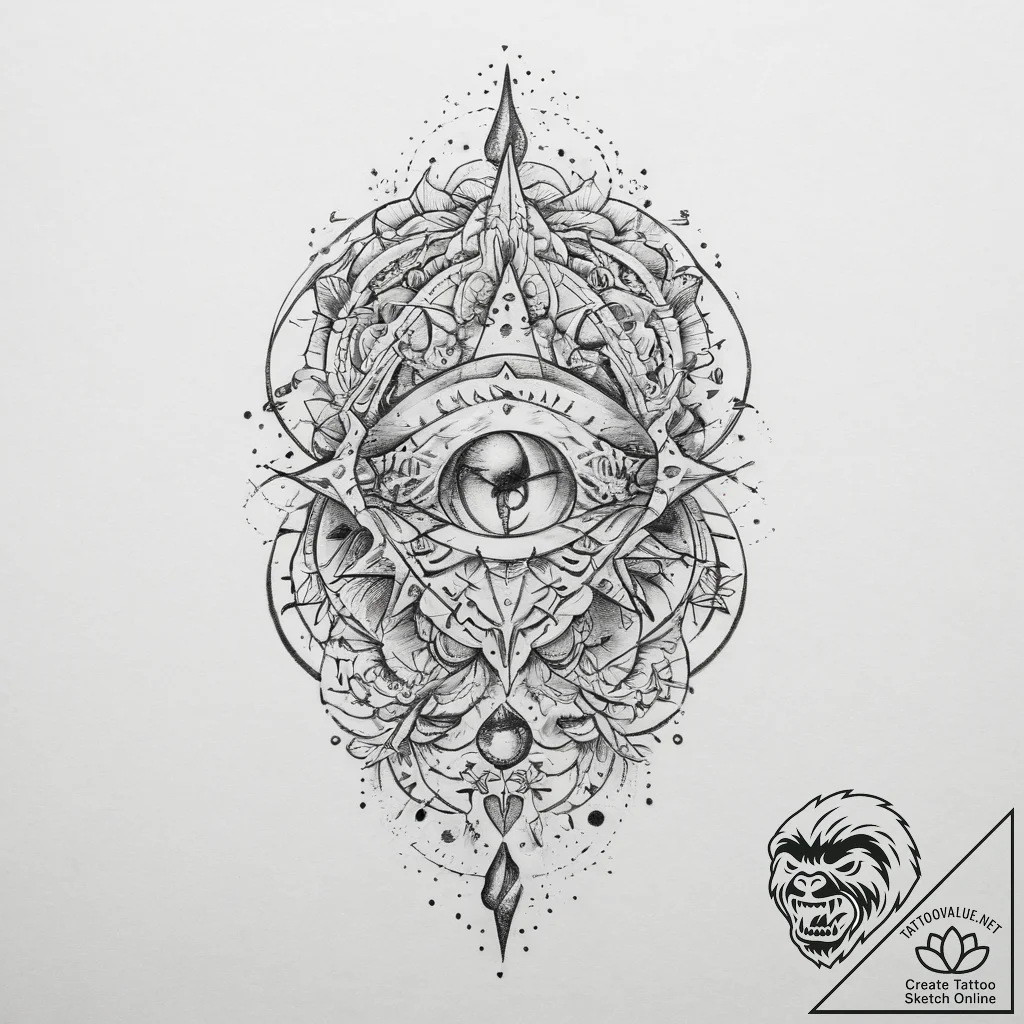 Tattoo sketch cosmic world, tattoo flash shee... - tattoo sketch (№1760128184_0, 10.10.2025 20:29) — tattoovalue.net
