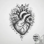 Tattoo sketch human heart with flowers, conce… – tattoo sketch (№1760128848_0, 10.10.2025 20:40) — tattoovalue.net