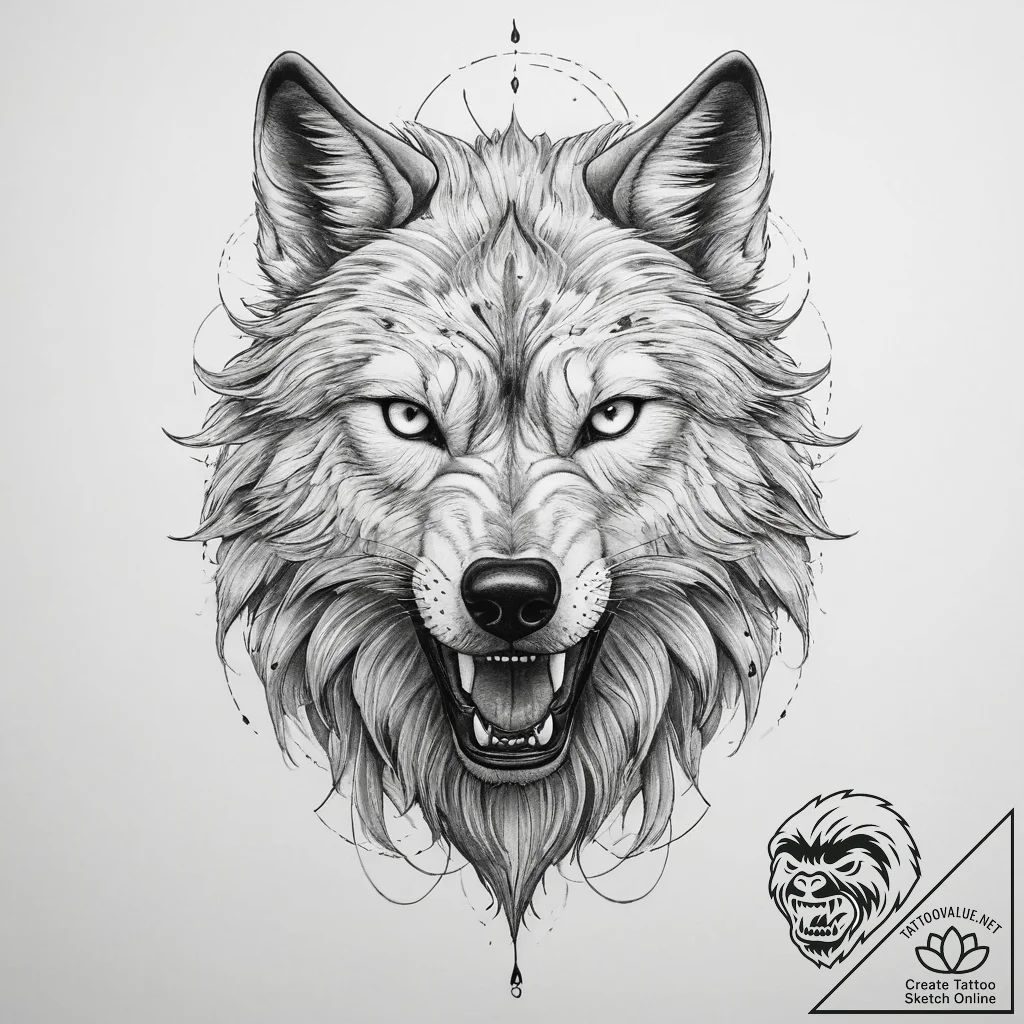 Tattoo sketch fenrir wolf - tattoo sketch (№1760129721_0, 10.10.2025 20:55) — tattoovalue.net