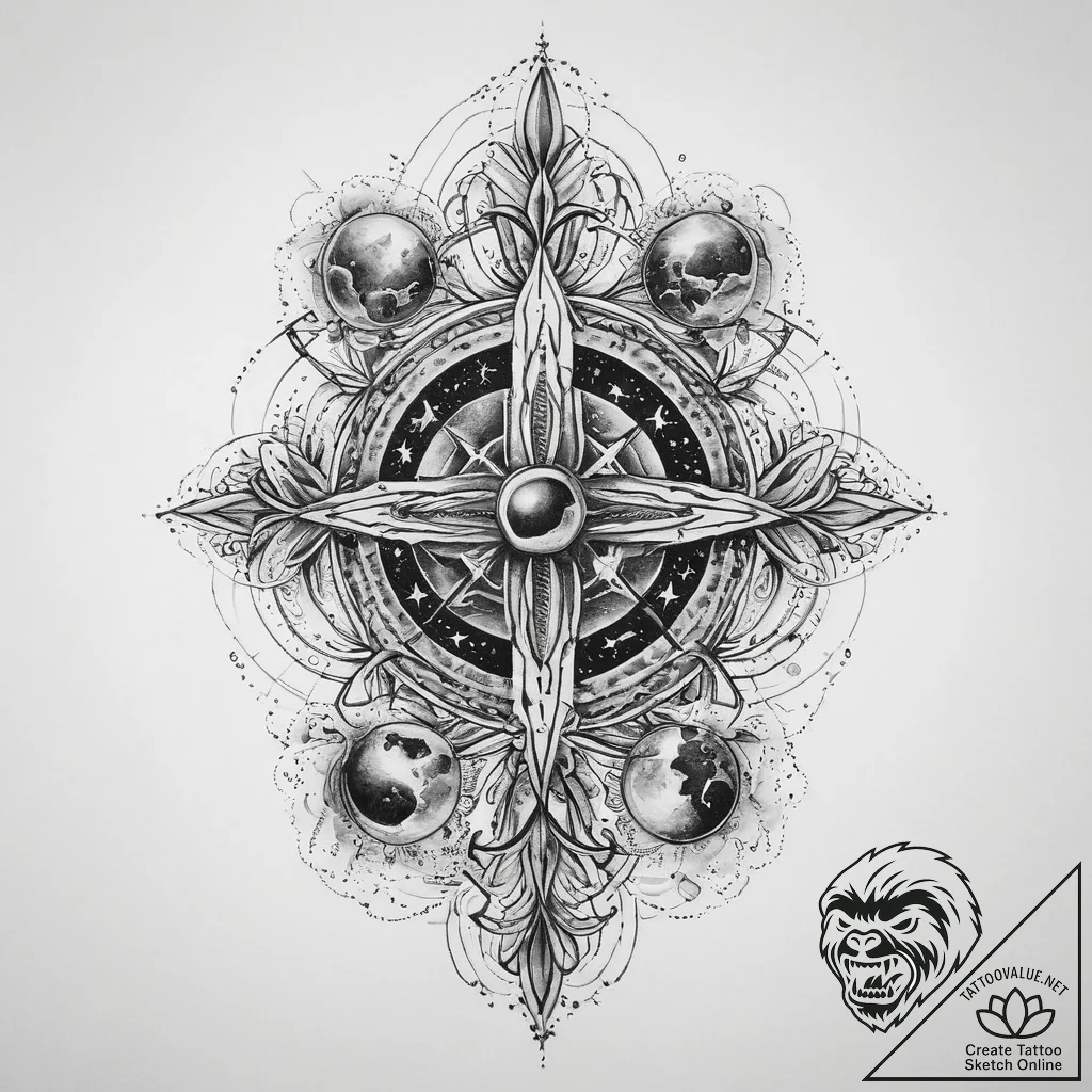Tattoo sketch cosmic scene, artistic tattoo s... - tattoo sketch (№1760129939_0, 10.10.2025 20:58) — tattoovalue.net