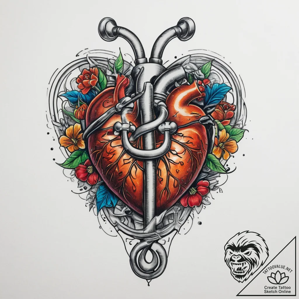 Tattoo sketch nurse stethoscope and heart, co... - tattoo sketch (№1760130157_0, 10.10.2025 21:02) — tattoovalue.net