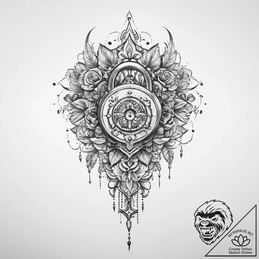 Tattoo sketch lock - tattoo sketch (№1760166684_0, 11.10.2025 07:11) — tattoovalue.net