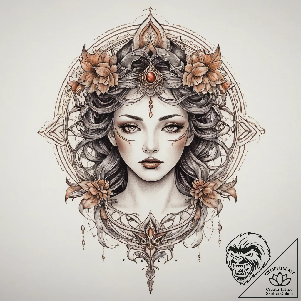 Tattoo sketch mystical tale, artistic tattoo... - tattoo sketch (№1760167125_0, 11.10.2025 07:18) — tattoovalue.net