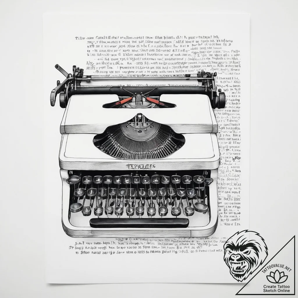 Tattoo sketch typewriter with a quote - tattoo sketch (№1760167992_0, 11.10.2025 07:33) — tattoovalue.net