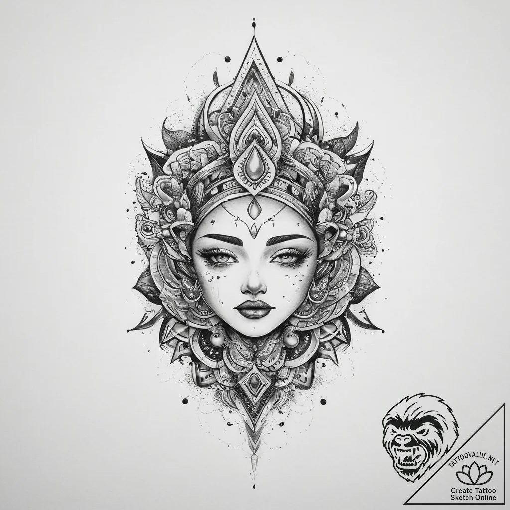 Tattoo sketch cosmic being, concept art for t... - tattoo sketch (№1760171061_0, 11.10.2025 08:24) — tattoovalue.net