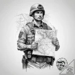 Tattoo sketch soldier with a map – tattoo sketch (№1760171710_0, 11.10.2025 08:35) — tattoovalue.net