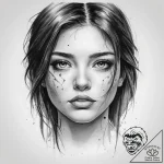 Tattoo sketch girl’s face with a tear – tattoo sketch (№1760172361_0, 11.10.2025 08:46) — tattoovalue.net