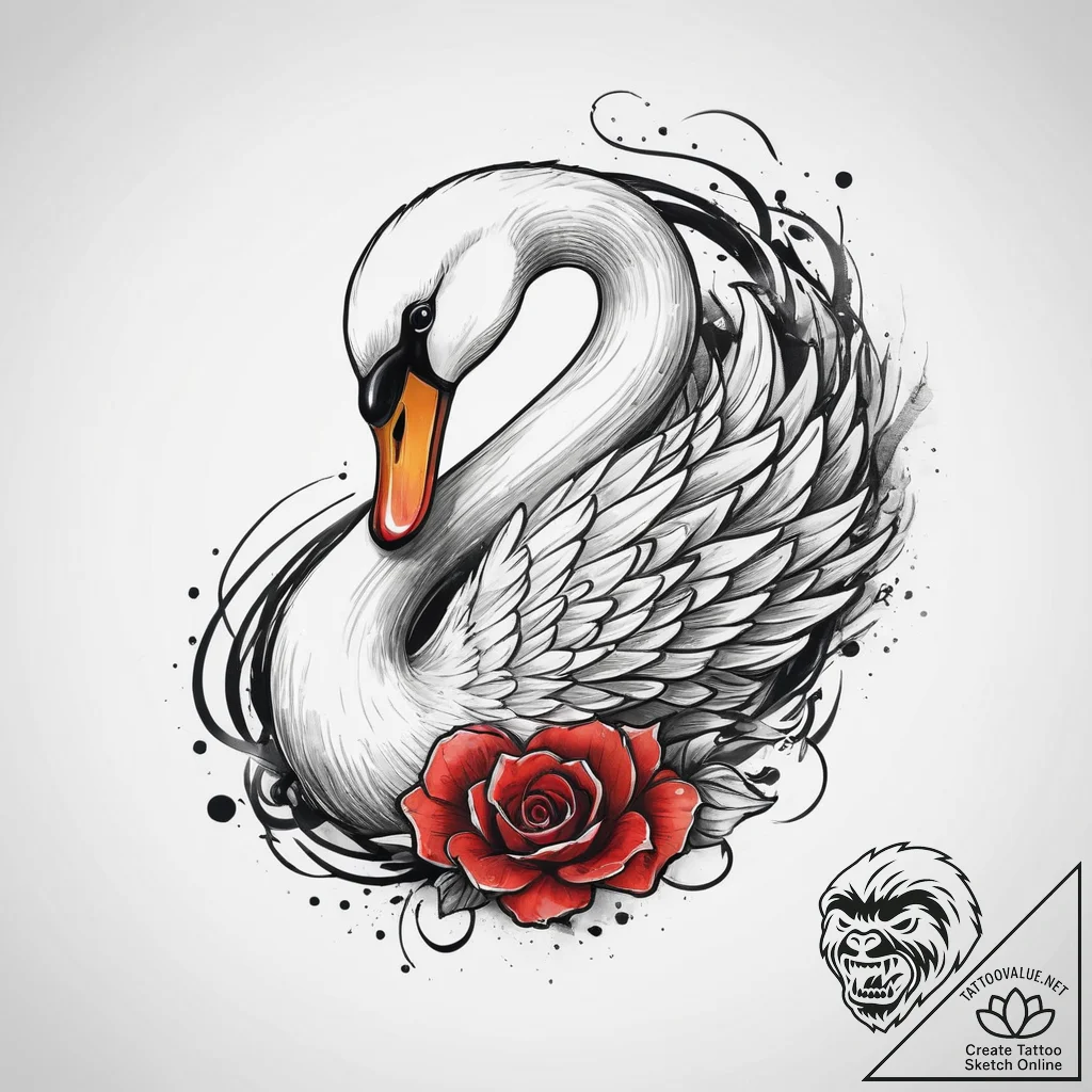 Tattoo sketch swan tattoo, tattoo flash sheet... - tattoo sketch (№1760173229_0, 11.10.2025 09:00) — tattoovalue.net
