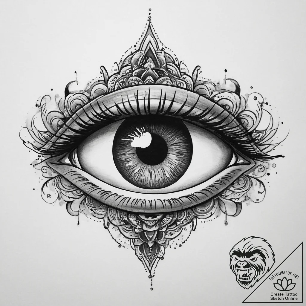 Tattoo sketch mystic eye symbol, tattoo flash... - tattoo sketch (№1760173446_0, 11.10.2025 09:04) — tattoovalue.net