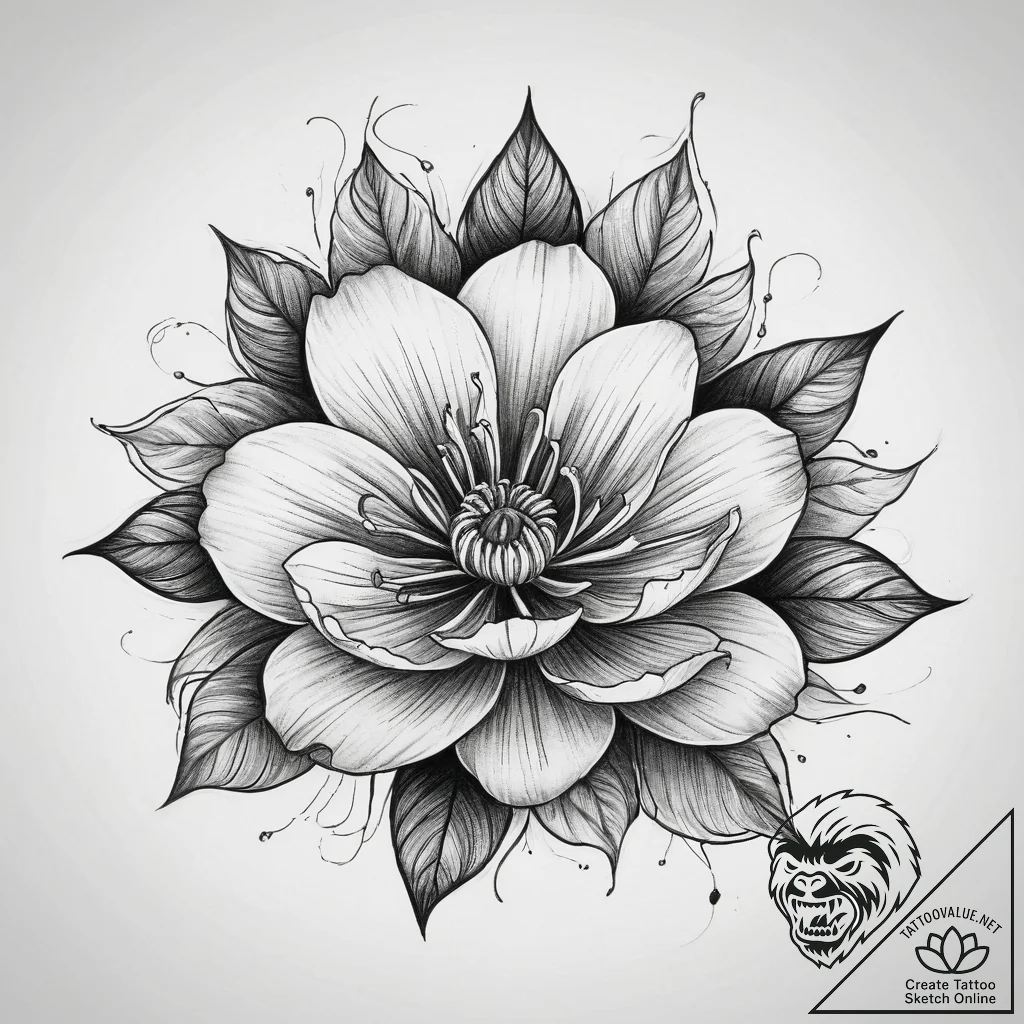Tattoo sketch абстрактный цветок, concept art... - tattoo sketch (№1760175411_0, 11.10.2025 09:36) — tattoovalue.net
