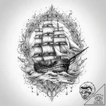 Tattoo sketch ship, tattoo flash sheet design… – tattoo sketch (№1760176064_0, 11.10.2025 09:47) — tattoovalue.net