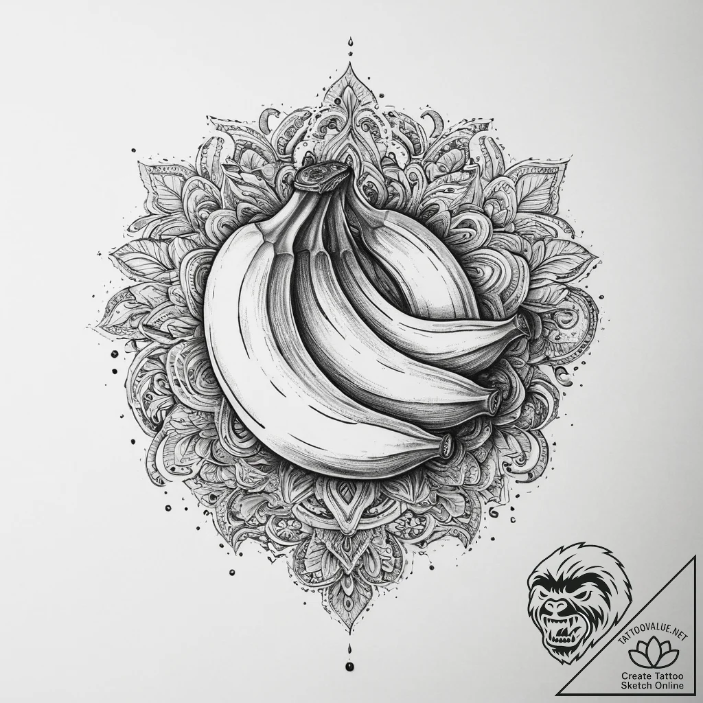 Tattoo sketch puns a banana that says "going... - tattoo sketch (№1760176932_0, 11.10.2025 10:02) — tattoovalue.net