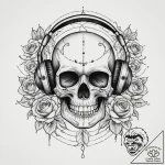 Tattoo sketch music headphones with a music s… – tattoo sketch (№1760178679_0, 11.10.2025 10:31) — tattoovalue.net
