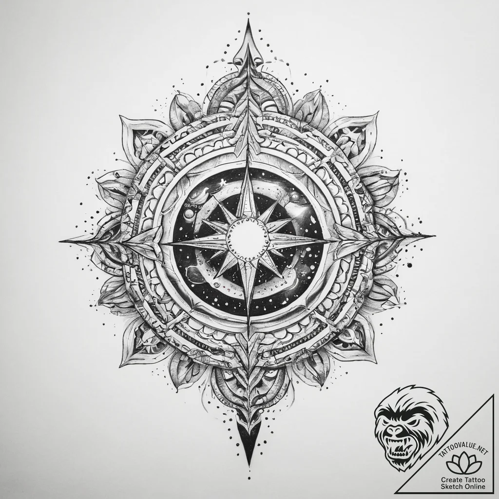 Tattoo sketch cosmic origin - tattoo sketch (№1760179327_0, 11.10.2025 10:42) — tattoovalue.net