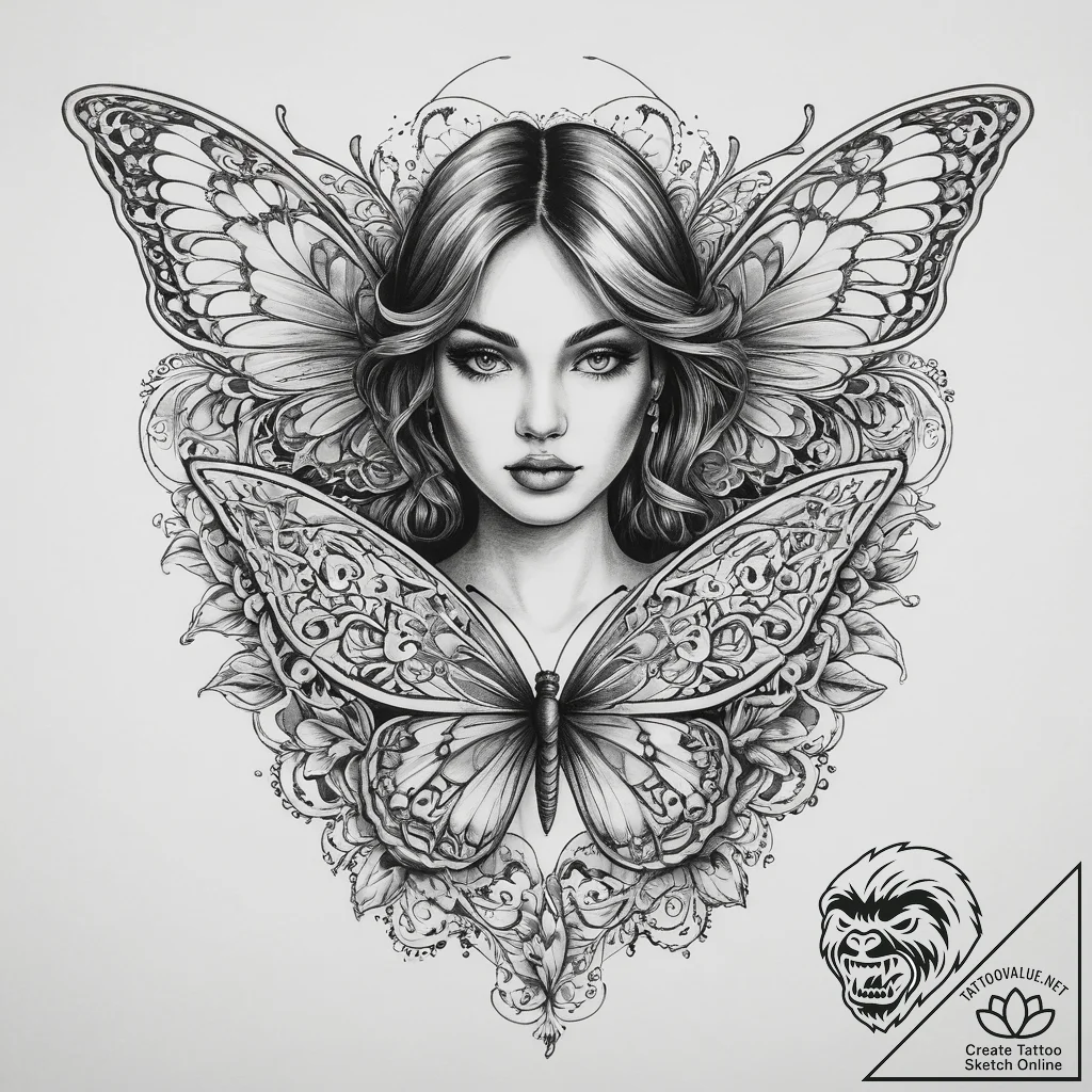 Tattoo sketch butterfly girl tattoo, tattoo f... - tattoo sketch (№1760181061_0, 11.10.2025 11:11) — tattoovalue.net