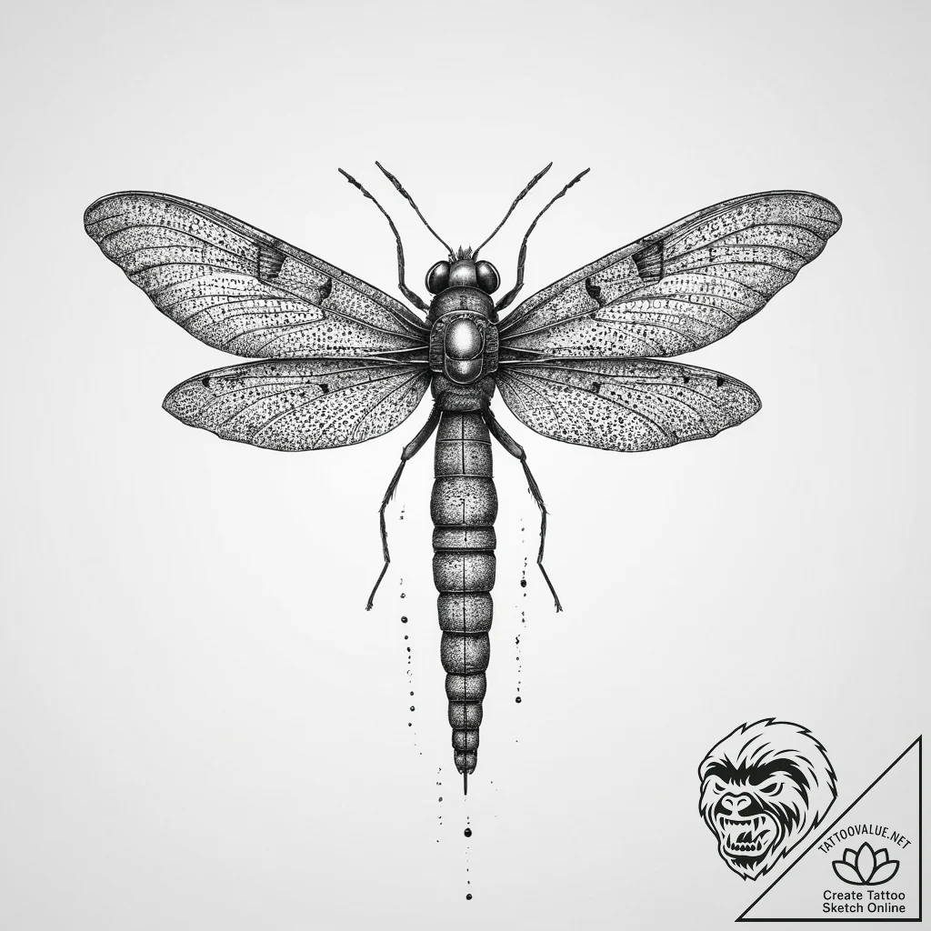 Tattoo sketch dobsonfly, ink illustration for... - tattoo sketch (№1760181280_0, 11.10.2025 11:14) — tattoovalue.net